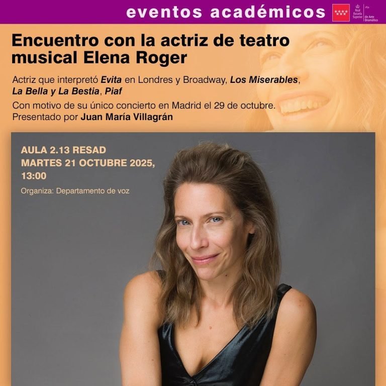 🎭✨ Encuentro con Elena Roger en la RESAD ✨🎭 Nos visita una de las grandes figuras del teatro musical internacional: El…
