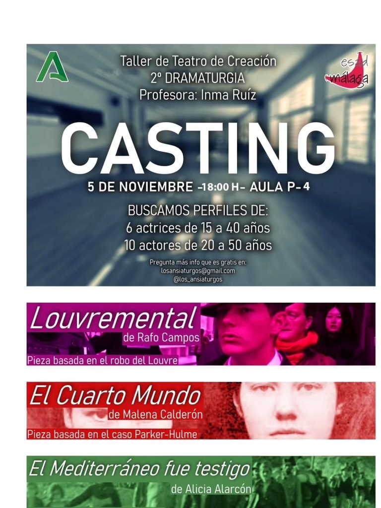 🎭 ¡Buscamos voces que cuenten lo real! 🎭 Los alumnos de 2º de Dramaturgia abren un casting para la asignatura Taller d…