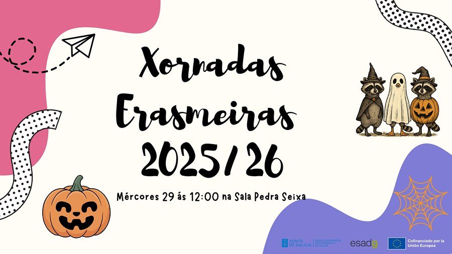 Esta semana na #axendaesadg – Mércores: Xornadas Erasmeiras (cun toque de Samaín) – Xoves: IV concurso de Traxedias (pre…