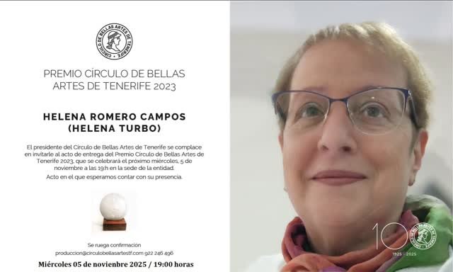 Acto de Entrega del Premio Círculo de Bellas Artes de Tenerife 2023: miércoles 5 de noviembre de 2025, a las 19:00 horas…