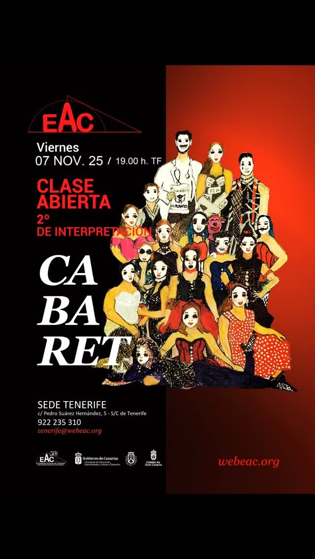 Clase abierta de Cabaret 2º de Interpretación V 07/11/25 – 19:00 h. EAC sede Tenerife www.webeac.org (Entrada libre hast…