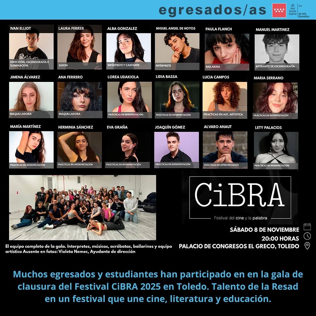 ✨ Orgullo RESAD ✨ El domingo 9 de noviembre de 2025, el Festival del Cine y la Palabra &ndash; CiBRA celebr&oacute; su gala de clausu&hellip;