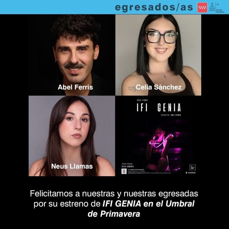 ✨ Orgullo RESAD ✨ Celebramos con enorme alegría el estreno de IFI GENIA, el nuevo trabajo de nuestras egresadas y egresa… ✨ Orgullo RESAD ✨ Celebramos con enorme alegría el estreno de IFI GENIA, el nuevo trabajo de nuestras egresadas y egresa…
