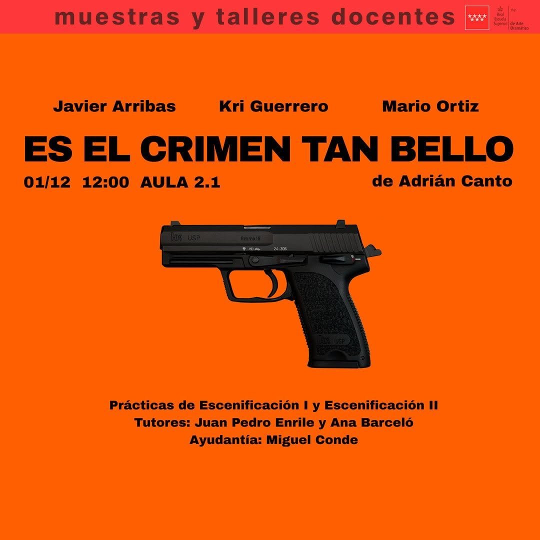 🎭 Muestras y talleres docentes 🎭 T&iacute;tulo: Es el crimen tan bello, de Adri&aacute;n Canto. 📘 Una creaci&oacute;n nacida del trabajo d&hellip;