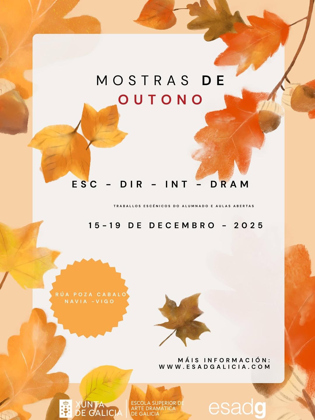 Entrada libre ata completar aforo! Chegan as Mostras de Outono e os TFE da convocatoria de decembro. 💡As Mostras de dec&hellip;