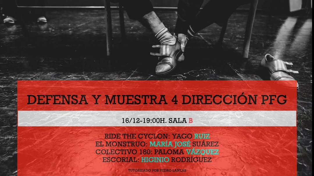 🎭 DEFENSA Y MUESTRA DE LOS PROYECTOS FIN DE GRADO &ndash; DIRECCI&Oacute;N ESC&Eacute;NICA 🎭 📅 Ma&ntilde;ana, 16 de diciembre 🕖 19:00 h 📍 Sala&hellip;