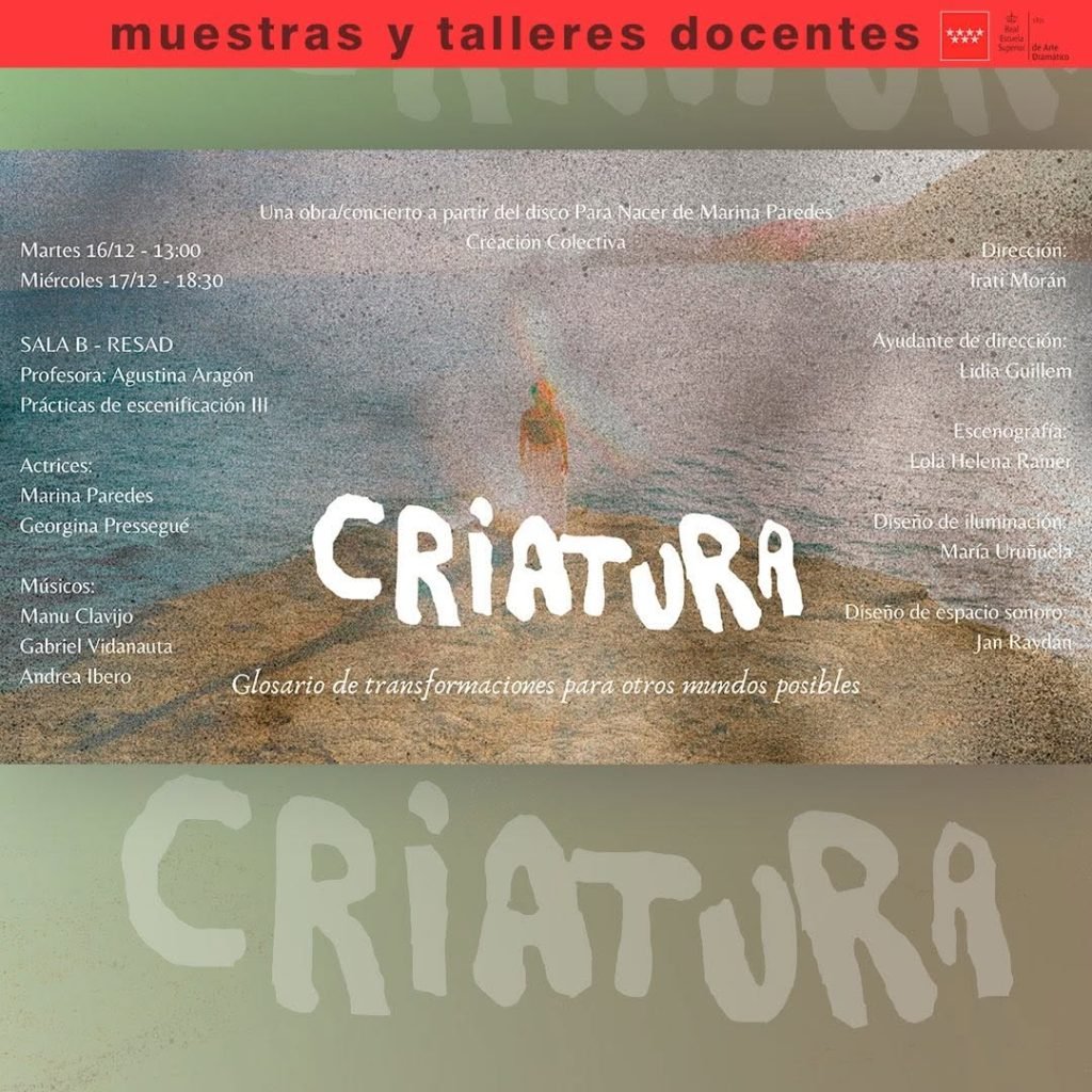 🎭 Muestras y talleres docentes 🎭 T&iacute;tulo: &ldquo;Criatura. Glosario de transformaciones para otros mundos posibles&rdquo; 📘 Una cr&hellip;