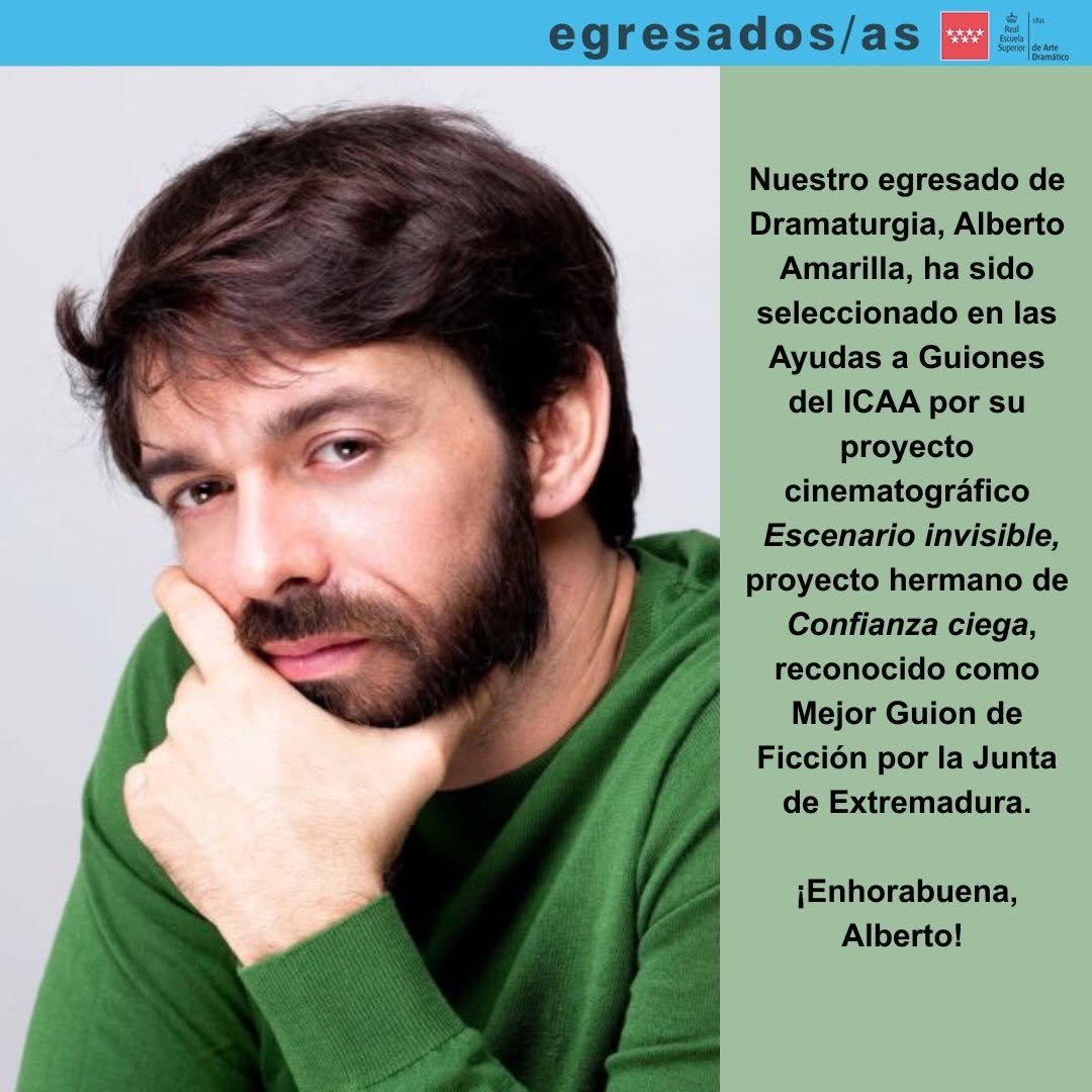 ✨ Orgullo Resad ✨ Nuestro egresado de Dramaturgia, Alberto Amarilla, ha sido seleccionado en las Ayudas a Guiones del IC&hellip;