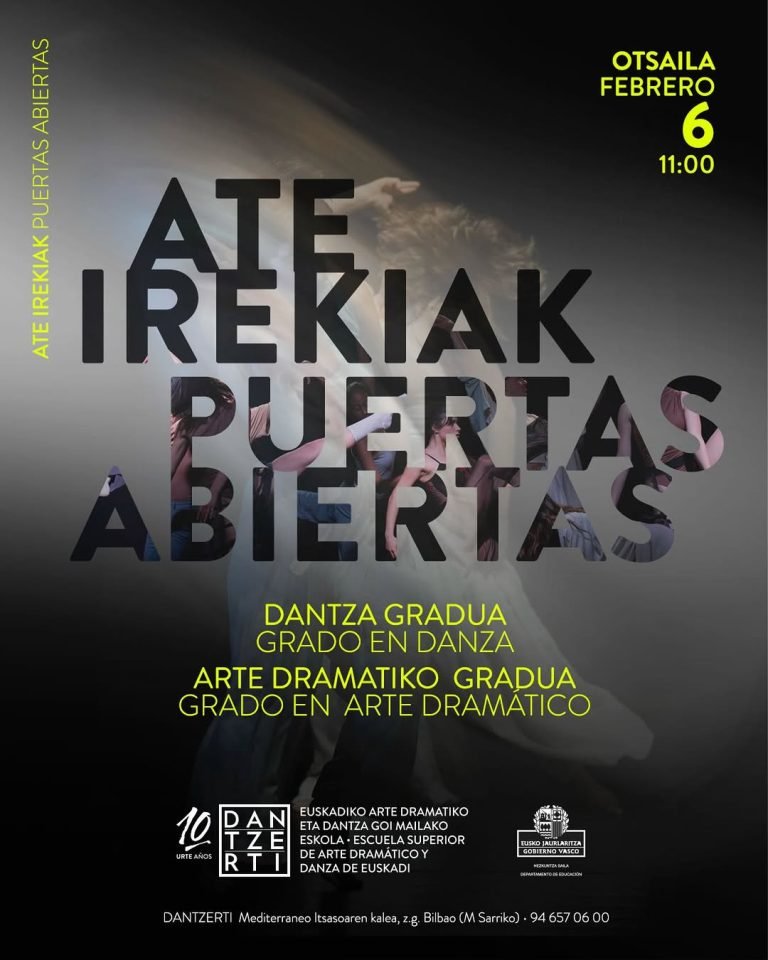 ⚠️ ADI! Otsailaren 6an Ate irekiak izango ditugu DANTZERTIko gure egoitzan, 11:00etatik aurrera. Zatoz Arte Dramatiko et&hellip;