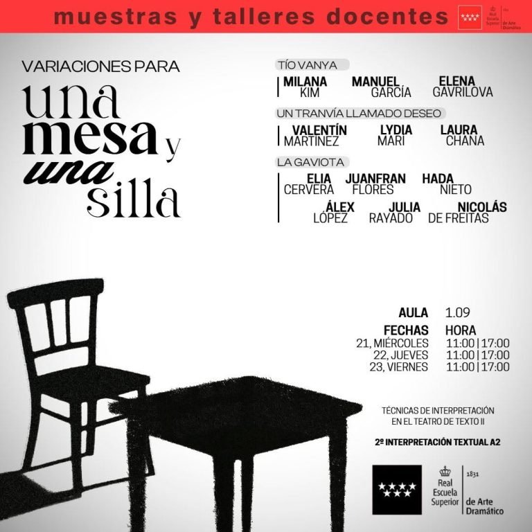 🎭 Muestras y talleres docentes 🎭 Variaciones para una mesa y una silla 2&ordm; de Interpretaci&oacute;n Textual A2. 📘 Una muestra&hellip;