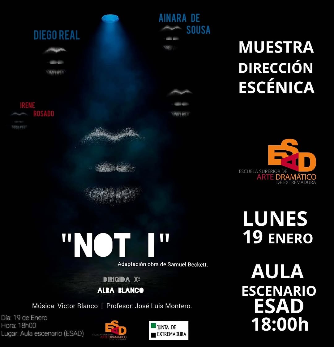 🎭 Muestra asignatura DIRECCI&Oacute;N ESC&Eacute;NICA 📅 lunes 19 enero 🕖18:00h 📍Aula Escenario (ESAD Extremadura) 🎟️Entrada libre&hellip;